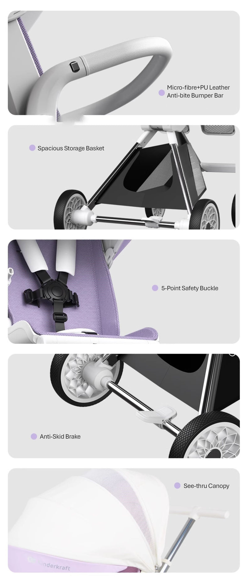 KINDERKRAFT Compact Stroller, KP1, Grey