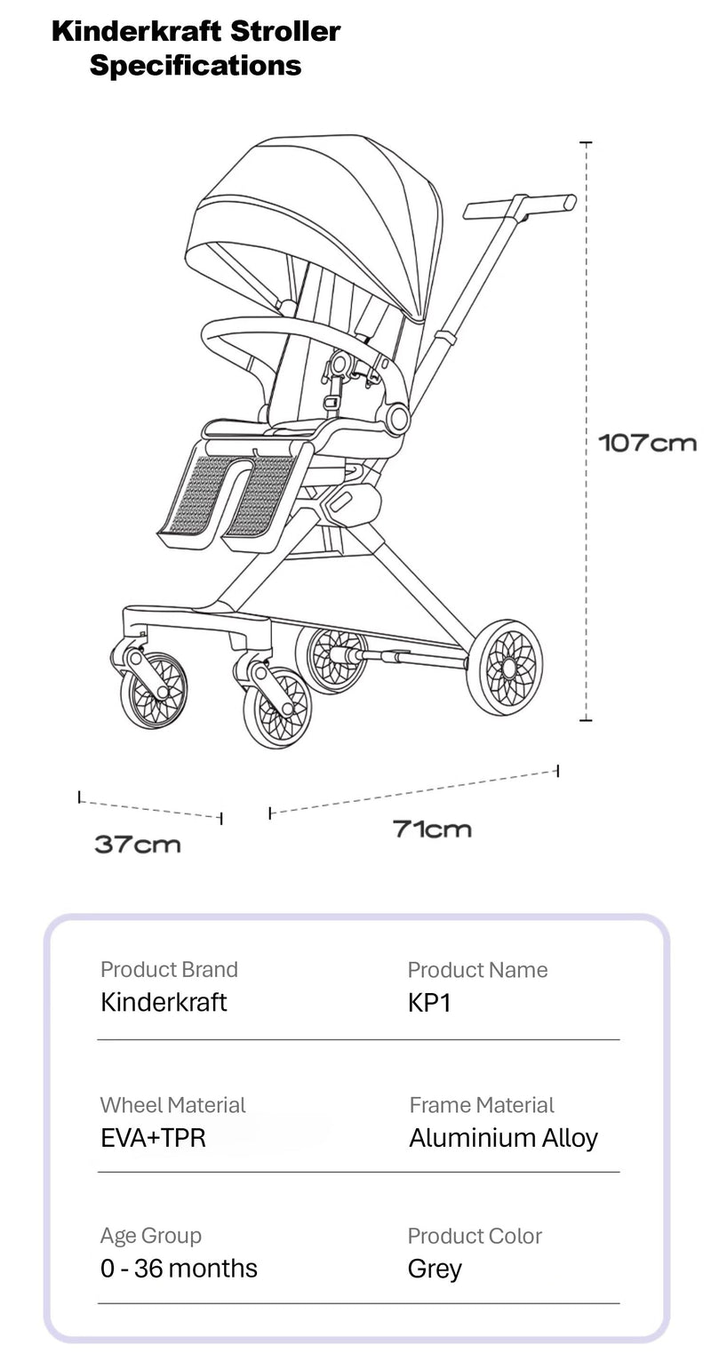 KINDERKRAFT Compact Stroller, KP1, Grey