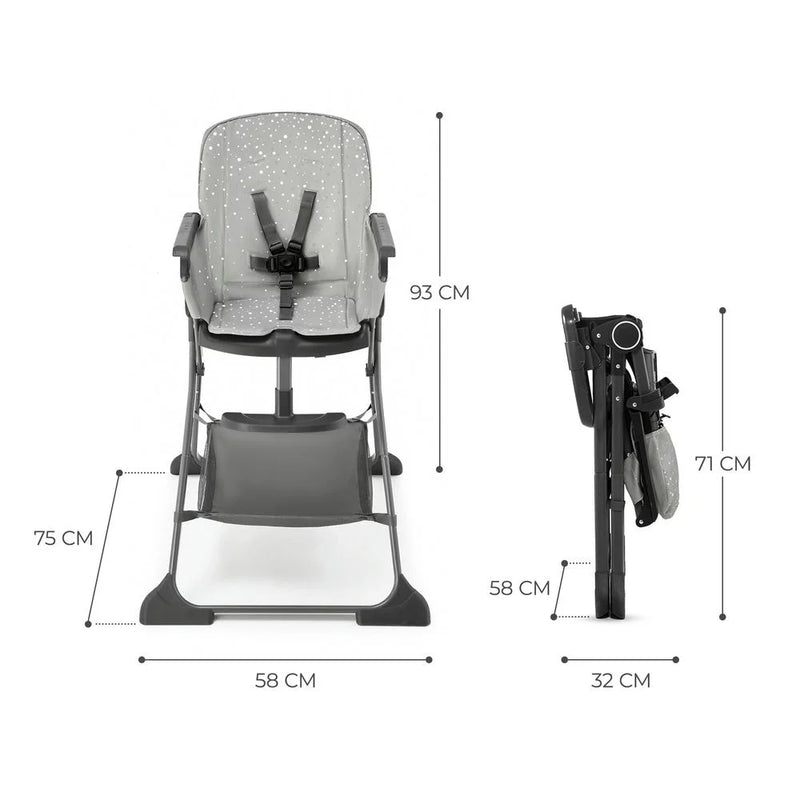 KINDERKRAFT High Chair, Foldee, Grey