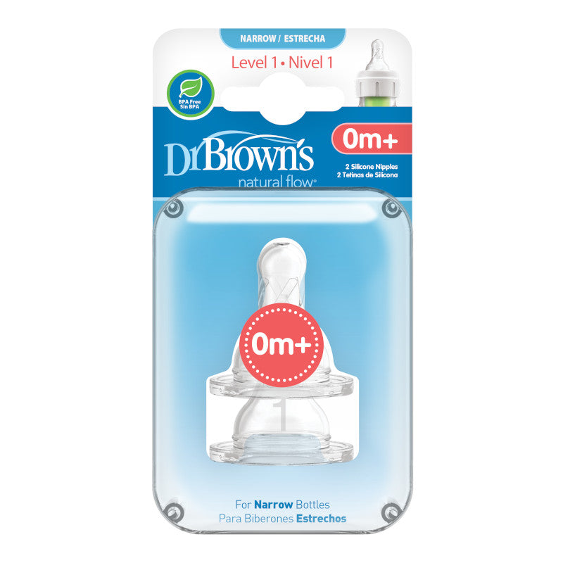 DR. BROWN'S Natural Flow Options+ Narrow Neck Baby Bottle Nipples, Assorted Levels
