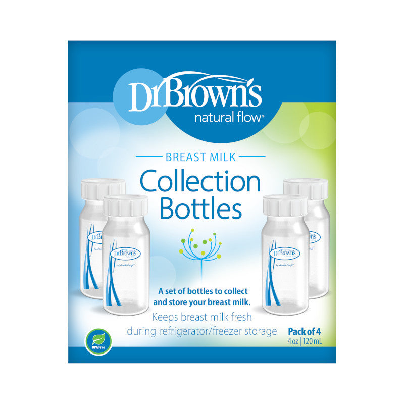 DR. BROWN'S Narrow Neck Breast Milk Collection Bottles, 120ml, 4-Pack