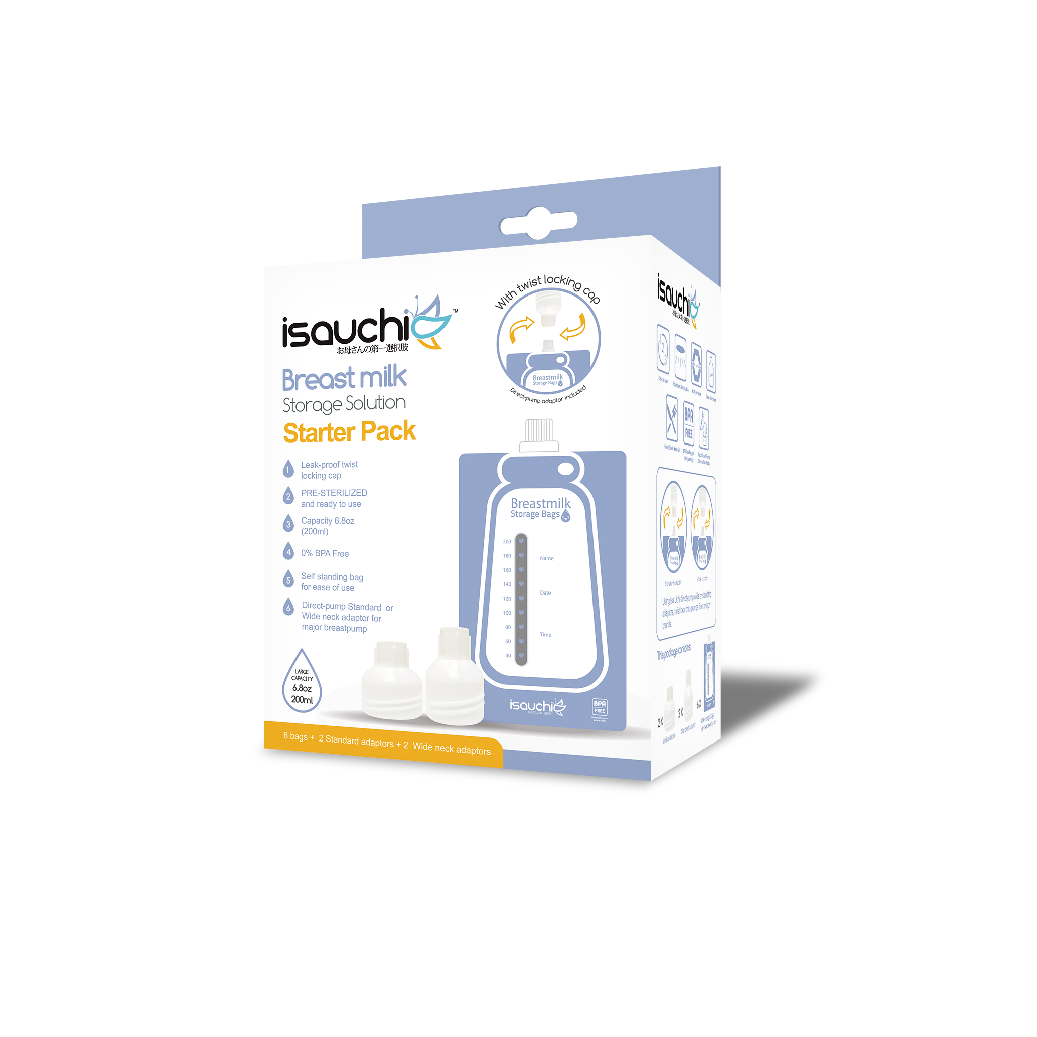 ISA UCHI Ready Connect Breast milk Storage Bag, Starter Pack
