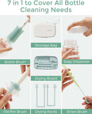 MOMCOZY 7-in-1 Travel Baby Bottle Cleaning+Drying Rack Set