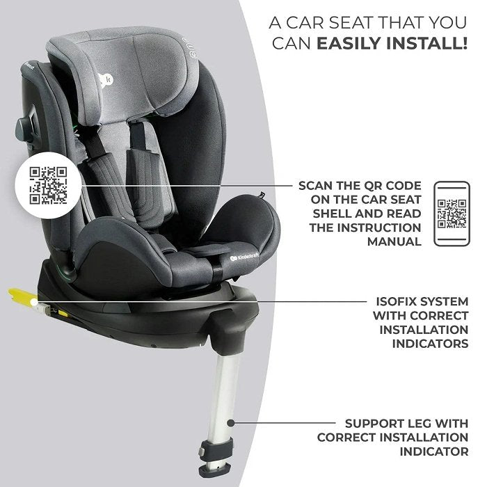 KINDERKRAFT 360º Rotational Car Seat, Xrider, Black