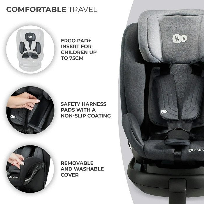 KINDERKRAFT 360º Rotational Car Seat, Xrider, Black