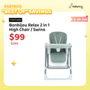 ["Best Of" Savings] BONBIJOU 2-in-1 Relax High Chair/Swing, Green
