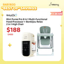 ["Best Of" Savings] ISA UCHI Mini Puree Pro Baby Food Processor + BONBIJOU High Chair w/Swing