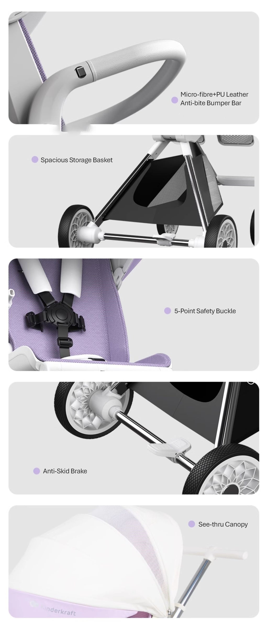 Kp Stroller KINDERKRAFT Compact Stroller, KP1, Grey