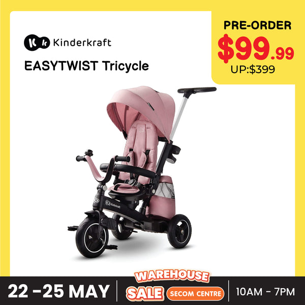 [Pre-Order] KINDERKRAFT Tricycle, Easytwist, Pink
