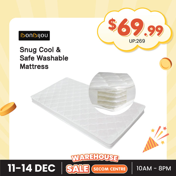 [Pre-Order] BONBIJOU Snug Cool & Safe Washable Mattress, 61x120cm