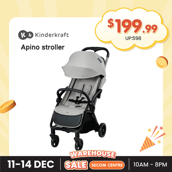 [Pre-Order] KINDERKRAFT Compact Stroller, Apino, Grey