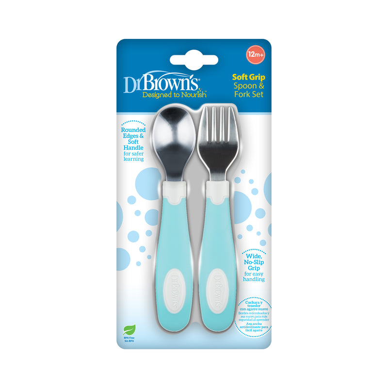 Dr Brown's Soft-Gripe Spoon & Fork Set, Assorted Colors