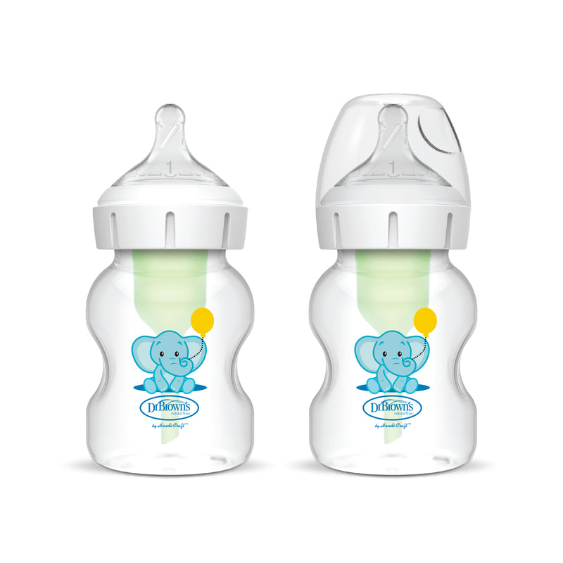 DR. BROWN'S 150ml Wide-Neck Options+ PP Bottle, Elephant, 2-Pack