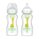 DR. BROWN'S 270ml Wide-Neck Options+ PP Bottle W/L2 Nipple, Giraffe, 2-Pack