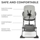KINDERKRAFT High Chair, Foldee, Grey