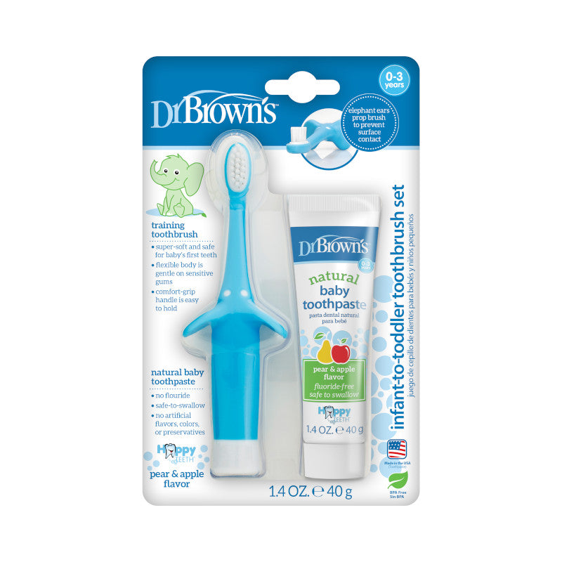 DR. BROWN'S Infant-To-Toddler Toothbrush & Toothpaste Combo Pack, Assorted Designs