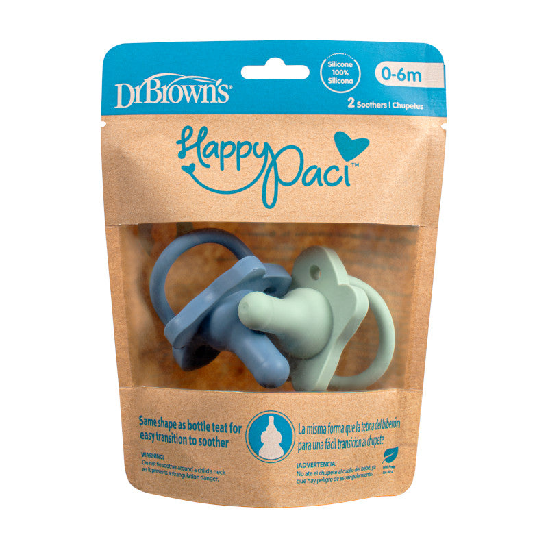 DR. BROWN'S HappyPaci 100% Silicone Pacifier, Assorted Colors, 2-Pack