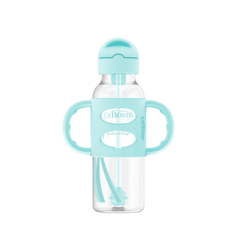 DR. BROWN'S Milestones Narrow Neck PP Sippy Straw Bottle w/ Silicone Handles, 250ml, Assorted Designs