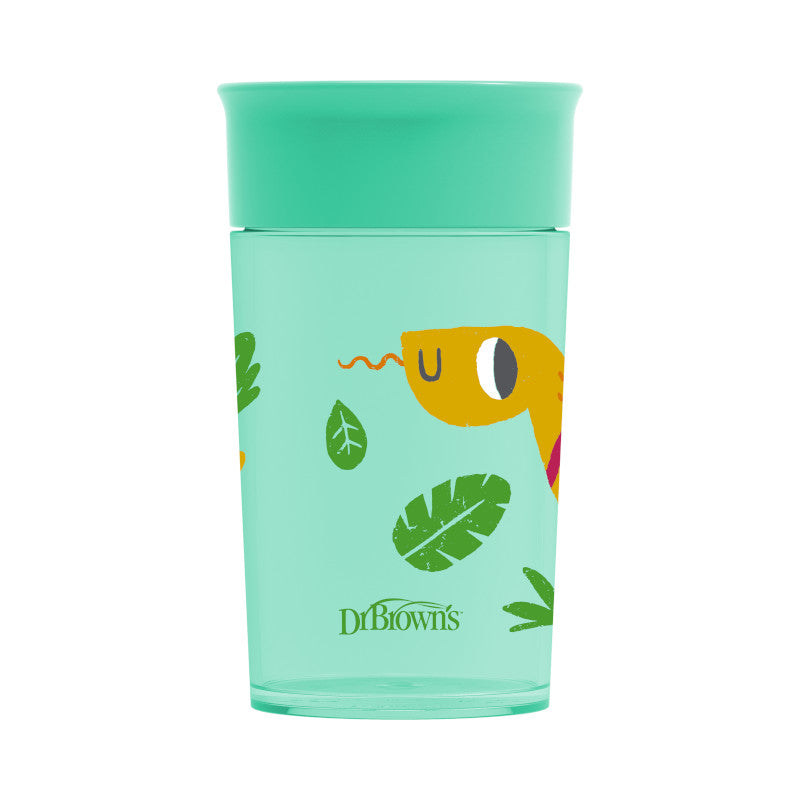 DR. BROWN'S Jungle Fun Cheers 360 Spoutless Transition Sippy Cup, 300ml, Assorted Colors
