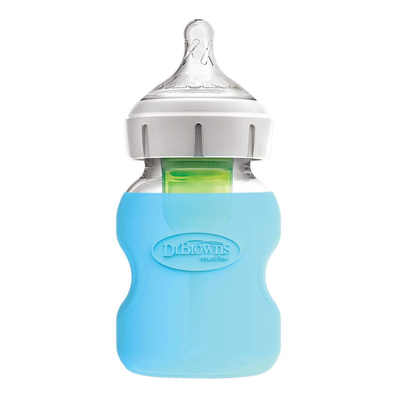 Dr Brown's Wide-Neck Glass Baby Bottle Silicone Sleeves, 150ml, Assorted Colors
