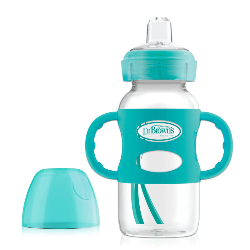 DR. BROWN'S Wide-Neck PP Sippy Spout Bottle w/ Silicone Handles, 270ml, Assorted Colors