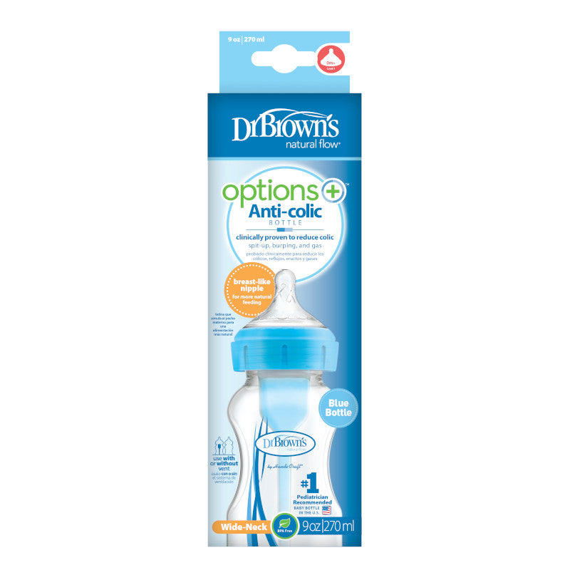 Dr. Brown’s Anti-Colic Options Wide-Neck Sippy Bottle Starter Kit, 9oz/270mL, With Level 3