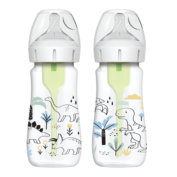 DR. BROWN'S Options+ Wide Neck Designer Bottles, Dinosaurs Design, 270ml, 2-Pack