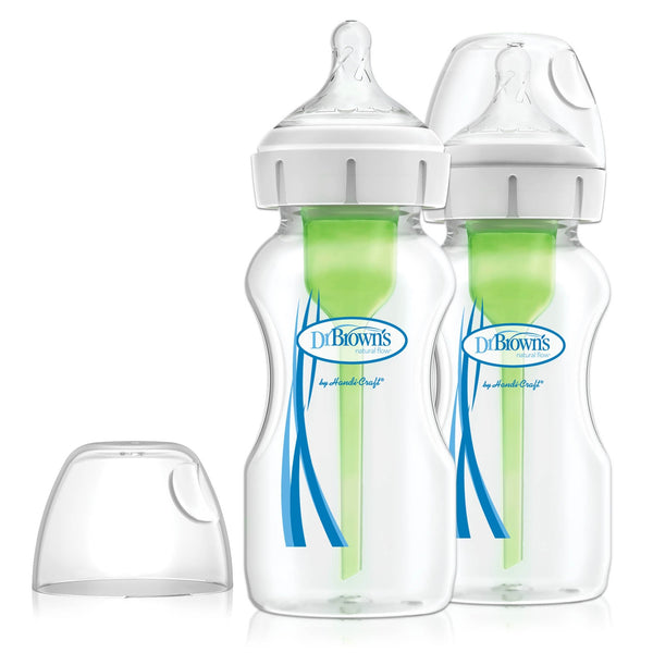 Dr Brown's Options+ Wide Neck Bottle, 270ml, 2-Pack, Assorted Colors