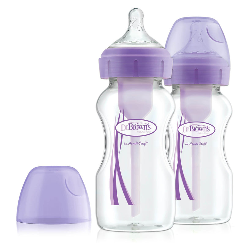 DR. BROWN'S Options+ Wide Neck Bottle, 270ml, 2-Pack, Assorted Colors