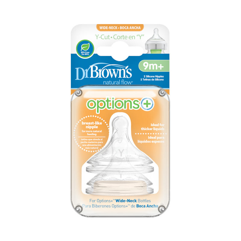 Dr Brown's Natural Flow Options+ Wide Neck Baby Bottle Nipples, Assorted Levels